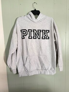 PINK Victoria's Secret Gray Hoodie with Black Logo